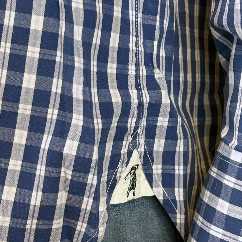 Bobby Jones Shirt Button Up Blue Plaid Long Sleeve 100% Cotton  Versatile As New - Picture 11 of 16
